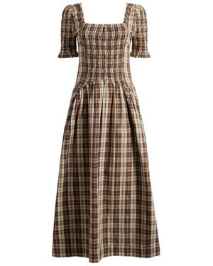 Damson Madder Emmy Shirred Dress - Brown