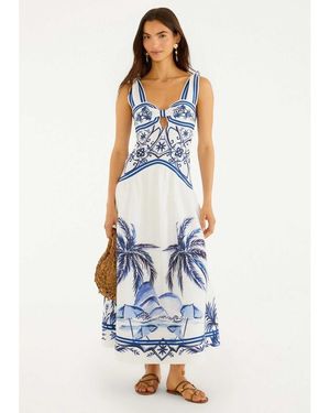 FARM Rio Wonderful City Linen Maxi Dress - Blue