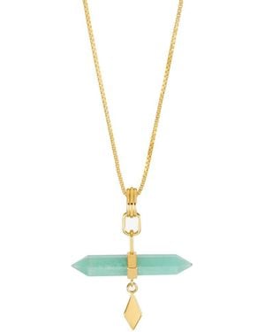 Rachel Jackson Tranquility Amazonite T Bar Necklace - Metallic