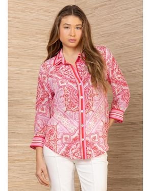 Hale Bob Placement Print Paisley Top - Pink
