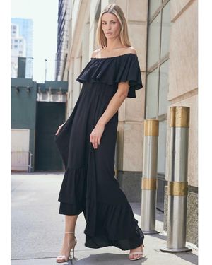 Nouvelle Silk95five Tuileries Convertible Siik Maxi Dress - Black