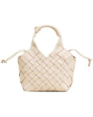 Cala & Jade Misu Mini Leather Woven Shoulder Bag - White