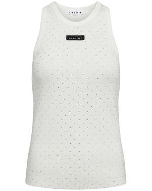 Haute L'Amitié Ribbed Badge Stone Tank Top - White