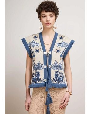 Hayley Menzies Nandita Jacquard Waistcoat - Blue
