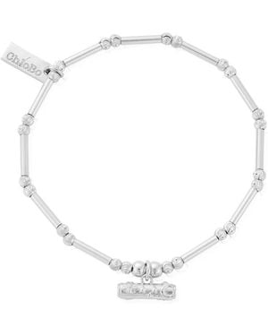 ChloBo Dainty Moon Cut Sparkle T-Bar Bracelet - Metallic