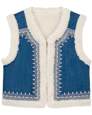 Louise Misha Figara Reversible Shearling Gilet - Blue