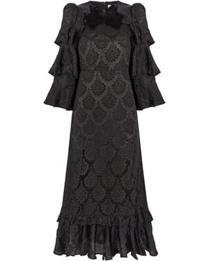 Queen of Archive Anjelica Jacquard Maxi Dress - Black