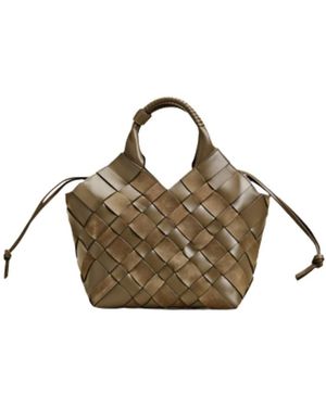 Cala & Jade Misu Leather Woven Shoulder Bag - Brown