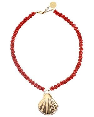 By Alona Jerry Beaded Shell Necklace - Red