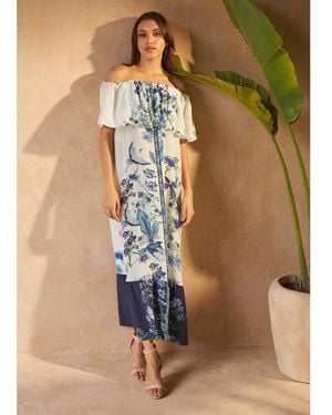 Inoa Blossom Bardot Silk Dress - Multicolour
