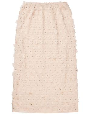 Munthe Bloomy Floral Applique Midi Skirt - Natural