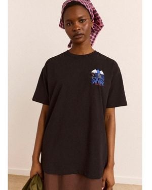 Damson Madder Nature Bathing Graphic Organic Cotton Tee - Black
