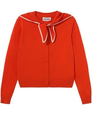 The Tiny Big Sister Scarf Neck Lara Cardigan - Red