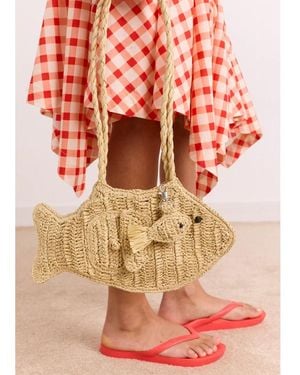 Damson Madder Raffia Fish Bag - Red