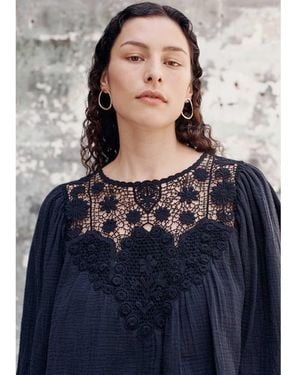 Louise Misha Riya Organic Cotton Gauze Blouse - Blue