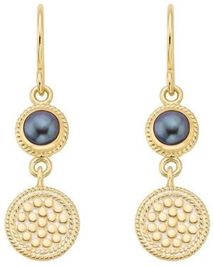Anna Beck Pearl Disc Drop Earrings - Metallic