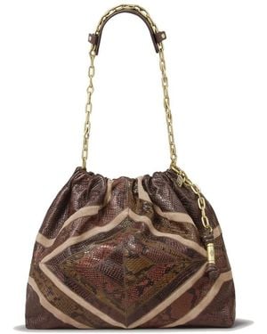 Ba&sh June Patchwork Tote Leather Bag - Brown