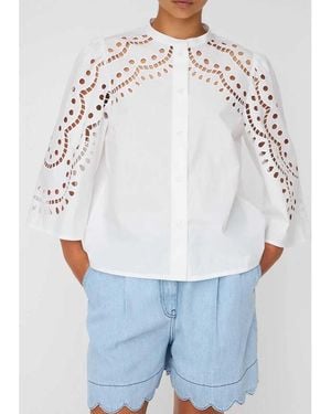 Stella Nova Embroidery Anglaise Organic Cotton Shirt - Blue