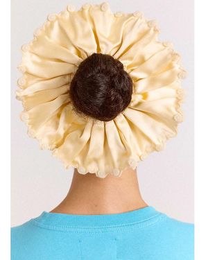 Damson Madder Button Satin Scrunchie - Blue