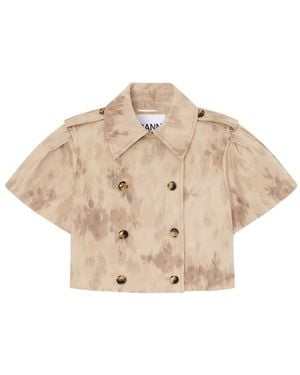 Ganni Double Cotton Short Sleeve Jacket - Natural