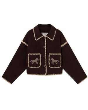 The Tiny Big Sister Horses Embroidered Jacket - Brown