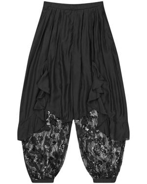 Munthe Celesthe Lace Tiered Trousers - Black