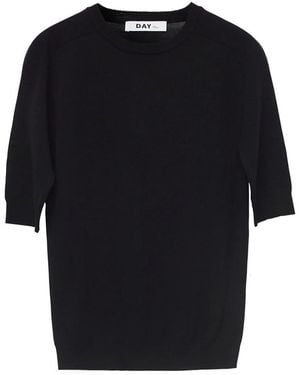 Day Birger et Mikkelsen Carolina Merino Wool Round Neck Knitted T-Shirt - Black