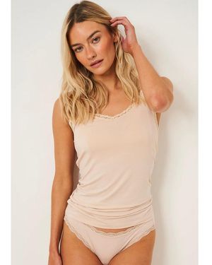 Stripe & Stare Lace Trim Cami - Natural
