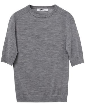 Day Birger et Mikkelsen Carolina Merino Wool Round Neck Knitted T-Shirt - Grey