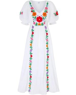 Pink City Prints Laura Embroidered Midi Dress - Blue