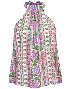Pink City Prints Julia Halterneck Top - White
