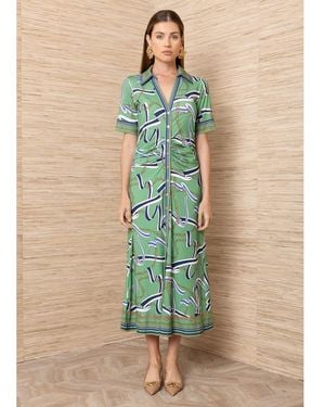 Hale Bob Chain Print Shirt Dress - Green