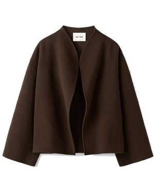 Soft Goat Short Wool Blend Jacket - Brown