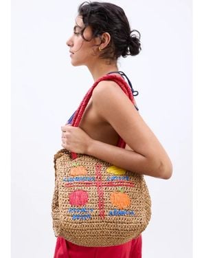 Damson Madder Fruity Raffia Bag - Orange