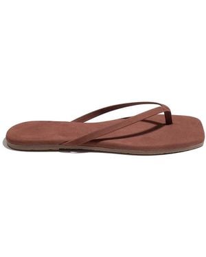 TKEES Lily Square Toe Suede Flip Flops - Brown