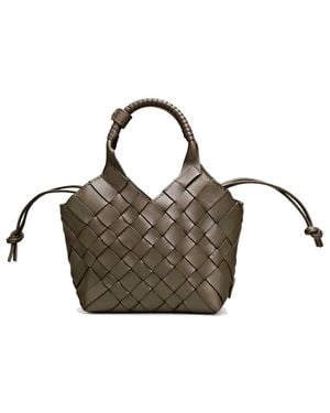 Cala & Jade Misu Mini Leather Woven Shoulder Bag - Brown