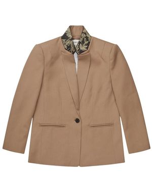 Munthe Bineeta Contrast Collar Blazer - Brown