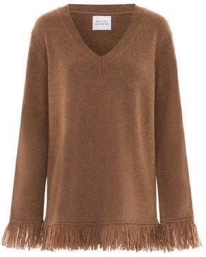 Hayley Menzies Cashmere Fringe V Neck Jumper - Brown
