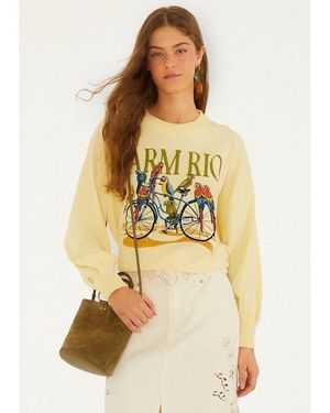 FARM Rio Birds Bicycle Embroidered Jumper - Yellow