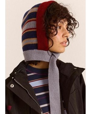 Damson Madder Stripe Wool Bonnet - Black