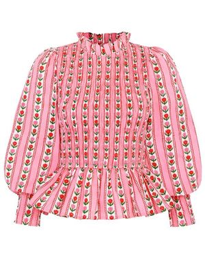 Pink City Prints Isabel Organic Cotton Smock Top - Red