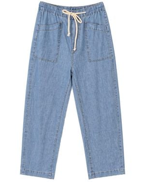 PAIGE Evann Denim Chambray Trouser - Blue