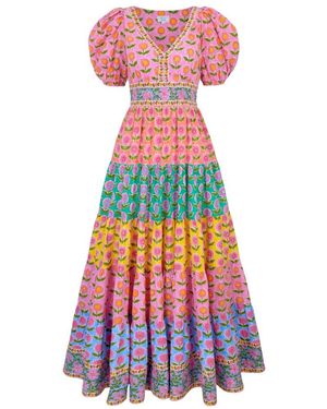 Pink City Prints Zizi Organic Cotton Maxi Dress - Red