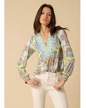 Hale Bob V-Neck Paisley Top - Natural