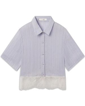 FRAME Stripe Lace Silk Shirt - Purple
