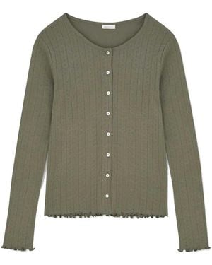SKALL Edie Jersey Pointelle Cardigan - Green