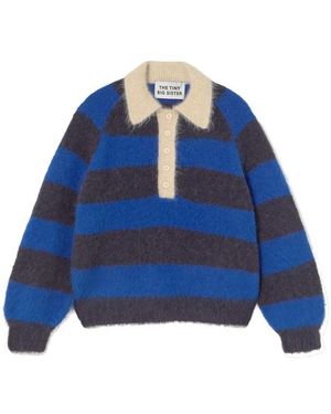 The Tiny Big Sister Frank Striped Alpaca Polo - Blue
