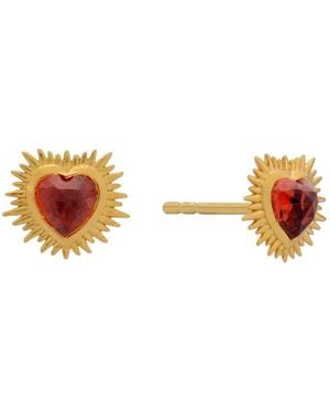 Rachel Jackson Garnet Heart Stud Earrings - Metallic