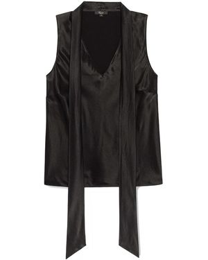 Rails Poppy Satin Top - Black