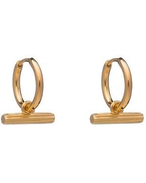 Rachel Jackson Mini T-Bar Huggie Hoop Earrings - Metallic